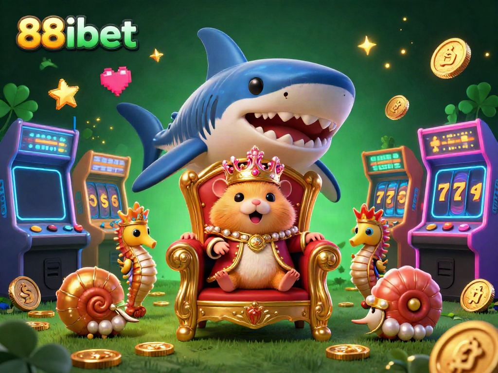 Experience electrifying gaming at 88ibet with golden hamster king in vibrant casino scene.